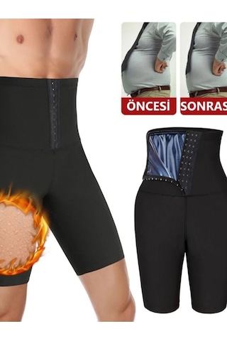 Mistirik Sauna-şort Model Alt Karın Ve Göbek Bölgesi Etkili Agraflı Spor Termal Şort Siyah
