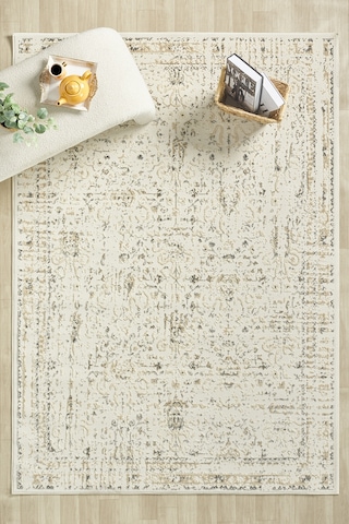 Mariesse Home Asır Serisi Vintage Modern Dokuma Salon Oturma Odası Halısı 2088 Bej