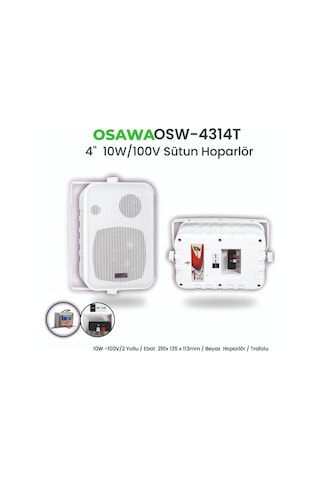 OSW–4314T 10 CM 10W 100V Trafolu Sütun Hoparlör