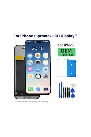 Apple iPhone Uyumlu 15 Pro Max A Kalite Ön Lcd Ekran Dokunmatik Sıvı Bandı Kırılmaz Tamir Seti Set