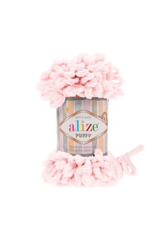 Alize 5 Adet Puffy El Örgü Ipliği 5'li Paket - 100 Gr. 9 Mt. Parmak Örgü Ipi - Şevval Tuhafiye 639 - A.Toz Pembe