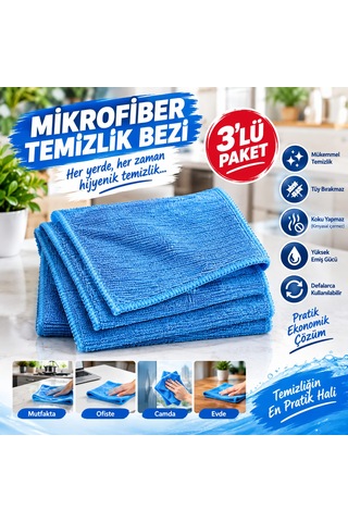 Dncclean Kareli Genel Temizlik Bezi 3 Lü Karışık