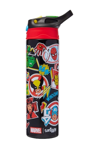 Smiggle - Marvel Yalıtımlı Paslanmaz Çelik Otomatik Pipetli Suluk 520ml Çok Renkli