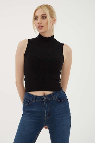 Fashion Friends 23k0064k1 Kadın Yarım Balıkçı Triko Bluz 23K0064K1-R1534 Siyah
