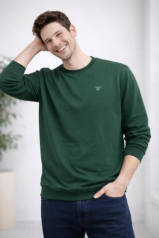 The Feel Hope Erkek Dar Kesim Flim Fit Bisiklet Yaka Desenli Kazak Haki
