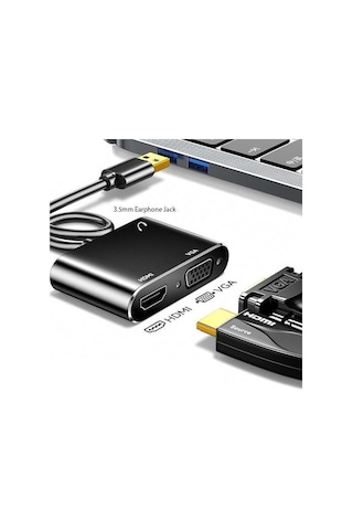 3349 Usb 3.0 To Hdmi Vga 3.5mm 1080p Monitör Genişletici Çevirici Dönüştürücü Adaptör Ekranı Genişletir Mevc
