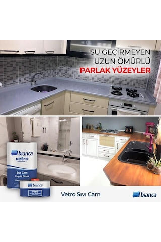 Bianca Vetro Sıvı Cam Liquid Glass Şeffaf Parlak Su İzolasyonu 1 Kg