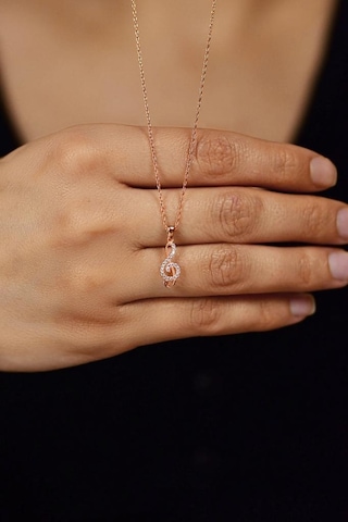 Roza Silver Zirkon Taşlı Rose Sol Anahtarı Minimal Gümüş Kolye