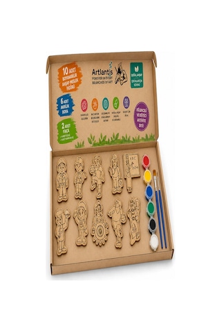 Ahşap Boyama Meslekler 10 Lu 1 Paket 10x15cm Ahşap Boyama 6 Renk Boya Resim Fırçası Etkinlik Çocuk Gelişim Motor Beceri