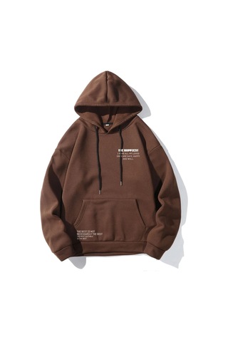 Altamira Unisex Happiest Baskılı Oversize Kapşonlu Sweatshirt 001