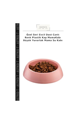 Özel Seri Evcil Dost Canlı Renk Plastik Kap Mamakabı Büyük Yuvarlak Mama Su Kabı