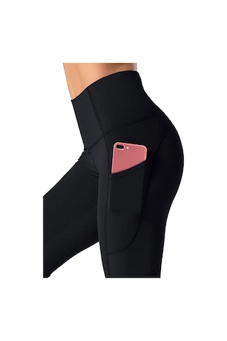 Kadın Yüksekbel Toparlayıcı Cepli Sporcu Kapri Tayt Yoga Pilates 001