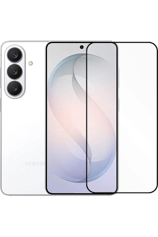 Samsung Galaxy S26 Uyumlu Anti Static Toz Tutmayan Çerçeveli Temperli Ekran Koruyucu Cam