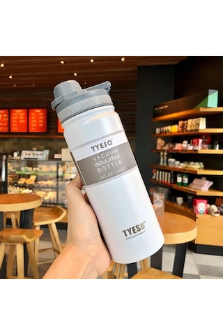 Lixiaqu01 530 Ml Tyeso Termos Paslanmaz Çelik Termos Yalıtımlı Beyaz