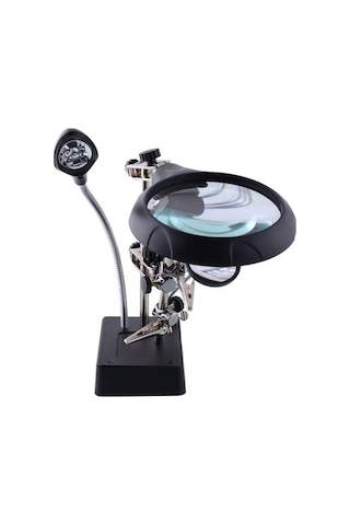 Electroon 16129C Masa Üstü Ledli Büyüteç Havya Stand Pcb Tutucu