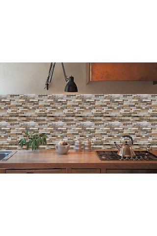 Kendinden Yapışkanlı Fayans Kaplama Pvc Karo Geometrik Taş Desen 60x120 Cm 7 Adet 5 M2