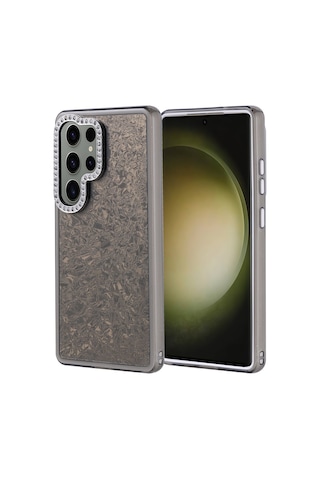 Noktaks - Galaxy S25 Ultra Uyumlu Kılıf Taşlı Tasarımlı Koruyucu Kapi Kapak - Gold - T36886