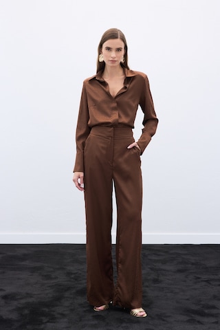 Sateen Jakarlı Pantolon - Kahve-136609 Kahve