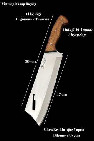 Sürlaz Kamp Outdoor Şef Bıçak 29 Cm Çok Amaçlı Kahverengi