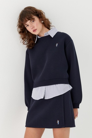 Çizgili Bel Bağcıklı Mini Etek Lacivert Lacivert