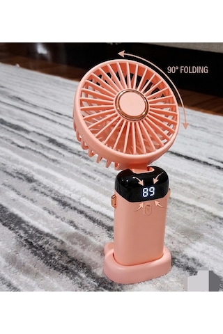 Led Digital 5 Kademe 90 Derece Katlanabilir Şarj Göstergeli El Vantilatörü