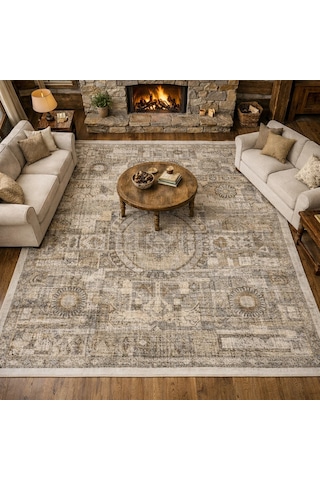 Luxess Halı Roma 1129 Gri Krem Modern Salon Halısı Gri Krem