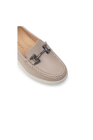 Deery Kadın Hakiki Deri Bej Dolgu Topuk Loafer - N1742zbejc01