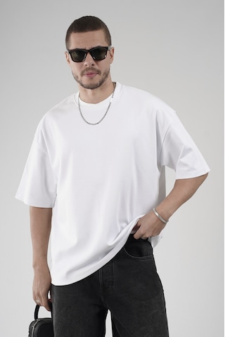 Bisiklet Yaka Oversize Erkek Süprem Tişört Beyaz