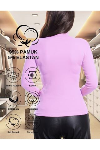 Alya Underwear Kaşkorse Yarım Boğaz Body Sweatshirt, Fitilli Kumaş, Likralı, Bordo LILA