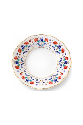 12 Li Yaldızlı Çiçek Motif Porselen Çay Tabağı Desenli Çay Tabak Çok Renkli