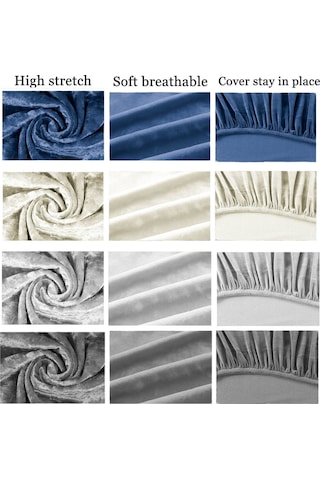 StarMall Kadife Kumaş Oval Sandalye Kılıfı,sandalye Örtüsü 1 Adet Krem