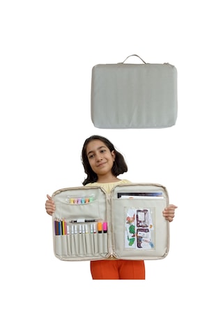 Next Craft Evrak Çantası Kalemlik Aktivite Etkinlik Çantası Boyama Taşıma Çocuklar Ve Yetişkinler İçin Bej