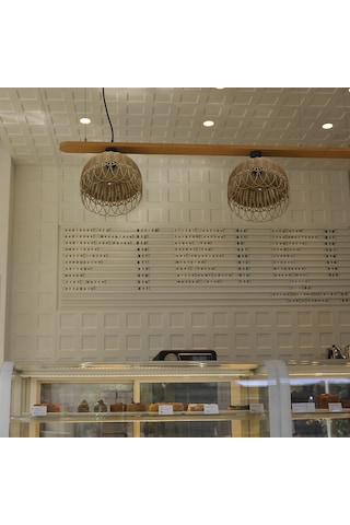 Bambu, Hasır, Rattan Sarkıt Avize: Cream 30-32Cm