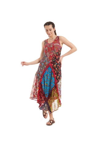 Kırmızı Patchwork Vual Yazlık Elbise