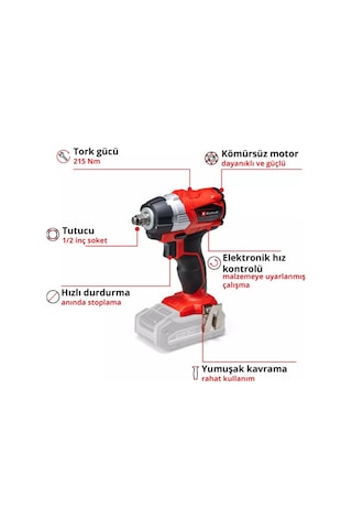 Einhell TP-CW 18 Li Bl Akülü Somun Sıkma Makinesi + 1 X 4 Ah Akü Çantalı