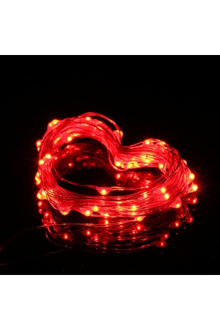 Vkemall Kırmızı Işık 3 Metre 30 Led'li Pil Şarjlı Işık Zinciri Ip65 Su Geçirmez 4.5v 1.8w Kırmızı