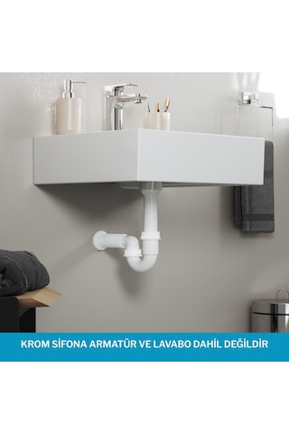 Aqua Bagno Comfort Lavabo Sifonu, Koku Önleyici, Ayarlanabilir, Süzgeç Dahil
