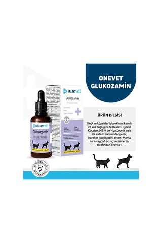 Onevet Kedi ve Köpekler İçin Eklem ve Kıkırdak Sağlığı Destekleyici Glukozamin Damla 50 Ml