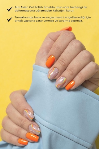 Alix Avien Uv Kalıcı Turuncu Jel Oje 42 Gel Polish12 Ml
