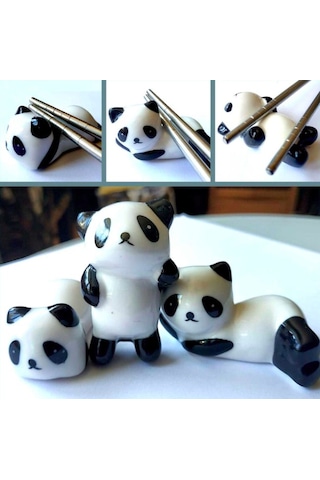 Omeniv 3 Adet Chopstick Standı Sushi Panda Japon Porselen