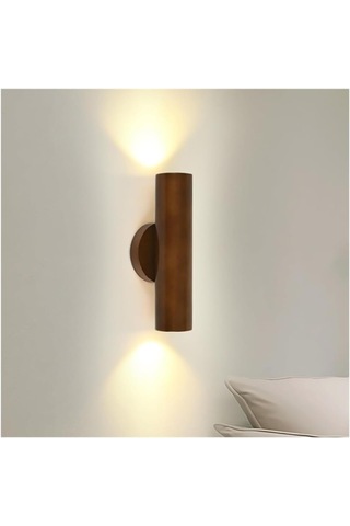 2 Işıklar Ülke Duvar Lambası İç Mekan Kısaltılabilir Led Ceviz Ceviz