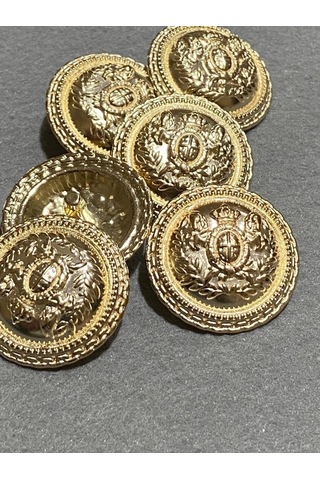 Trençkot Ve Kaban Düğmesi Çelenk Arma Modeli Gold 3 Cm / 6 Lı Set