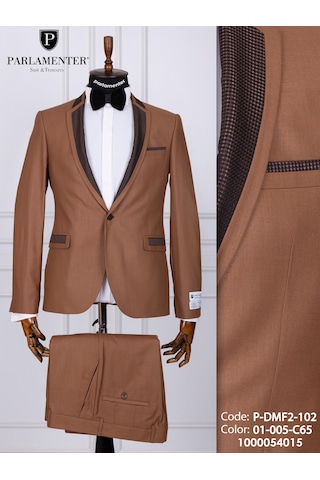 Fabio Cassel Erkek Damatlık Slim Fit Takım Elbise Kahverengi