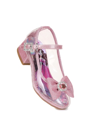 Kiko Kids Asel Kız Çocuk Simli Topuklu Abiye Şeffaf Ayakkabı Pembe
