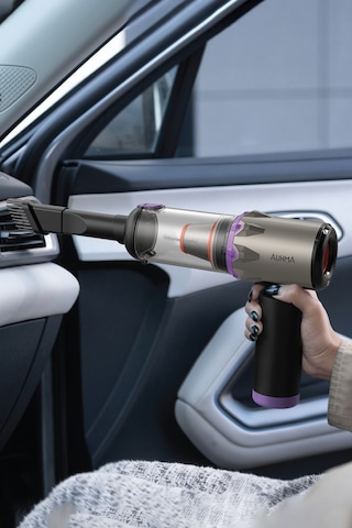 Auhma Ahv-29 Kablosuz Araç Süpürgesi 220w 23000pa Güçlü Vakum & Üfleme Özellikli Şarjlı Oto Süpürge Gri