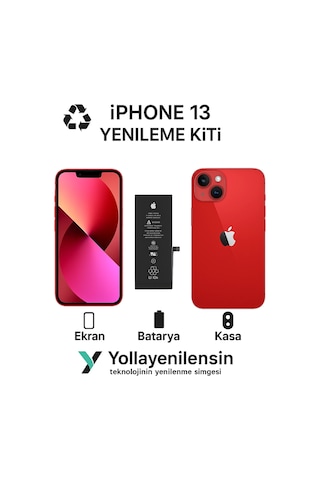 Apple Uyumlu iPhone 13 Kiti Ekran + Batarya + Arka Kasa Model , Yüksek Kalite Parçalar