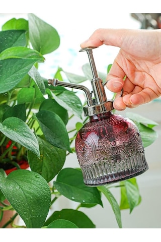 Şık Tasarımlı Ev Bahçe Saksı Çiçeklerine Özel Cam Bitki Sulama Fıskiyesi Kolonya Şişesi 200ml Kırmzı