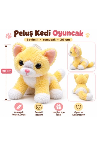 Peluş Sarı Oyuncak Beyaz Patili Yumuşak Dolgulu