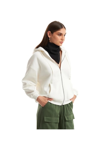 Fermuarlı Sweat Ceket Ekru Ekru