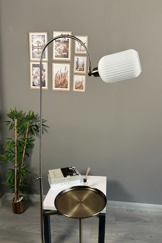 Wingmn Eskitme Gövde Beyaz Cam Hareketli Başlık Lambader Metal Oturma Odası Çalışma Odası Zemin Beyaz